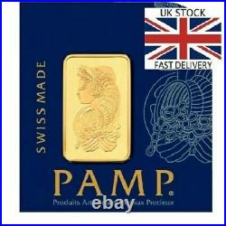 1g. 999 fine Gold PAMP Bullion Bar. Solid pure 24k gold for investment/gift