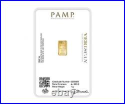 1g PAMP Suisse Gold Bar Lady Fortuna In Assay With Veriscan 24K Gold Bar 999