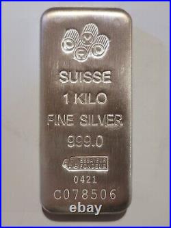 1kg PAMP Suisse Swiss Switzerland Fine Silver Cast Kilo Bullion Bar Brick With COA