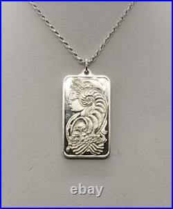 1oz Fine Silver Bullion Bar Pendant (. 999) PAMP Suisse LADY FORTUNA CHIASSO