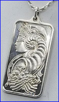 1oz Fine Silver Bullion Bar Pendant (. 999) PAMP Suisse LADY FORTUNA CHIASSO