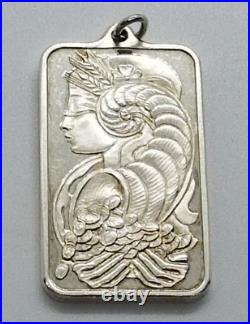 1oz Fine Silver Bullion Bar Pendant (. 999) PAMP Suisse LADY FORTUNA CHIASSO