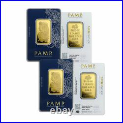 1oz Gold Bar PAMP Suisse Fortuna Veriscan (In Assay) Lot of 2 Bars