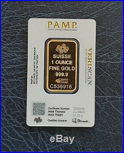1oz PAMP SUISSE FORTUNA VERISCAN 999.9 FINE GOLD BAR NEW & SEALED