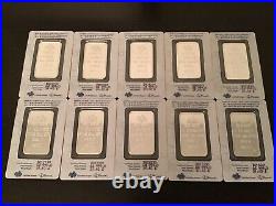 1oz Pamp Suisse Lady Fortuna. 999 Fine Silver Bar 10x Total Package Lot