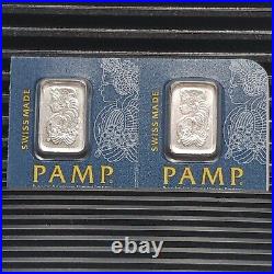 (2) 1 gram Platinum Bar PAMP Suisse Lady Fortuna In Assay Multigram INV. #BE387