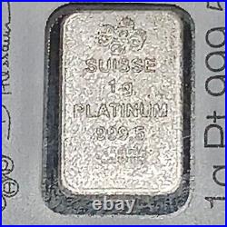 (2) 1 gram Platinum Bar PAMP Suisse Lady Fortuna In Assay Multigram INV. #BE387