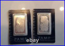 (2) 1 oz silver bar Pamp Suisse Lady Fortuna in Assay With Consecutive Serial Numb