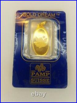 2.2 gram. 999 Gold Bar Oval Pendant with Bail PAMP Suisse Angel Cherub Gold Dream
