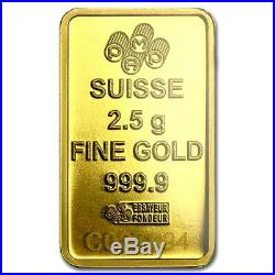 2.5 G Pamp Suisse. 9999 Lady Fortuna Gold Bar + 10 Piece Alaskan Pure Gold Nugs