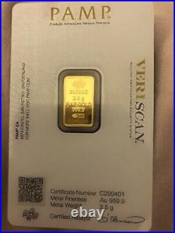 2.5 Gram Bar Of Pamp Suisse Gold, WithVeriscan, 9999Fine, No Reserve