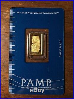 2.5 Gram Gold Bar PAMP SUISSE FORTUNA 999.9 Fine in Sealed Assay Card