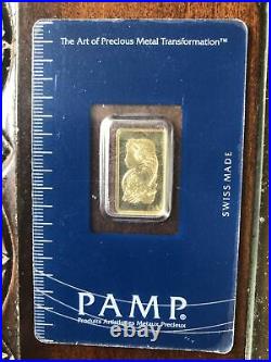2.5 Gram Gold Bar PAMP Suisse Lady Fortuna In Assay