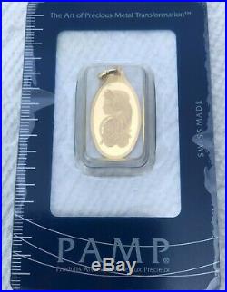 2.5 Gram Oval Gold Bar with PENDANT PAMP Fortuna