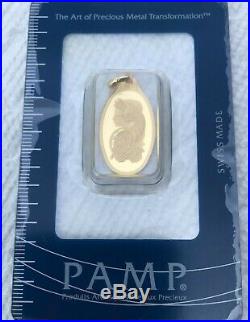 2.5 Gram Oval Gold Bar with PENDANT PAMP Fortuna
