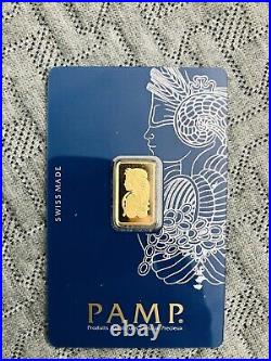 2.5 Gram PAMP Suisse Lady Fortuna 999,9 Fine Gold Bar Sealed in Assay Card