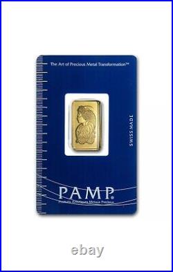 2.5 Gram PAMP Suisse Lady Fortuna 999,9 Fine Gold Bar Sealed in Assay Card