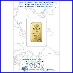 2.5 Gram Pamp Suisse. 999 Rose Bar Pendant 23MM X 14MM Encased in 14k Gold