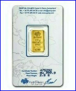 2.5 Gram Pure. 9999 Gold Bar Lady Fortuna Old Style In Assay. Limit One