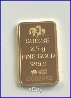 2.5 g pamp suisse loose bar 24 ct gold bullion bar