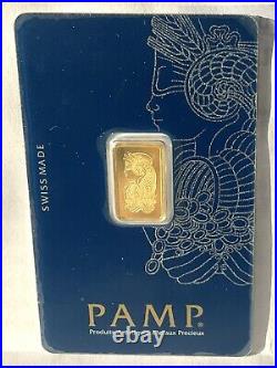 2.5 gram 999,9 Gold Bar Bullion PAMP Suisse Lady Fortuna Veriscan