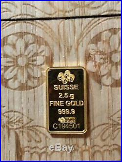 2.5 gram Gold Bar PAMP Suisse Fortuna 999.9 Fine
