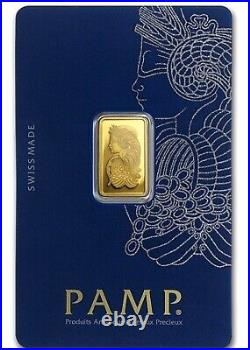 2.5 gram Gold Bar PAMP Suisse Fortuna 999.9 Fine in Sealed Assay