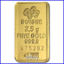 2.5 gram Gold Bar PAMP Suisse Lady Fortuna (In Assay) SKU #19042