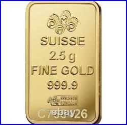 2.5 gram Gold Bar PAMP Suisse Lady Fortuna Veriscan (In Assay)