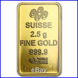 2.5 gram Gold Bar PAMP Suisse Lady Fortuna Veriscan (In Assay) SKU #82248