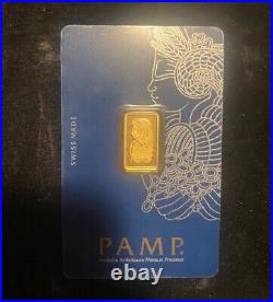 2.5 gram Gold Bar PAMP Suisse Lady Fortuna Veriscan- In Essay