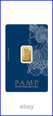 2.5 gram Gold Lady Fortuna Bar in Assay PAMP Suisse