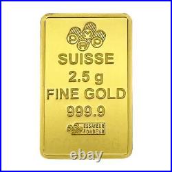 2.5 gram PAMP Suisse Engravable Blank Obverse Gold Bar