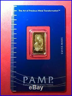 2.5 gram Solid GOLD PAMP SWISS 999.9 fine HORN OF PLENTY- FORTUNIA BAR- SEALED