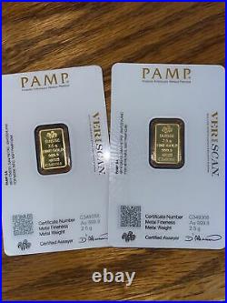 2.5 gram pamp suisse gold bar 2 Of Them 5gram Total