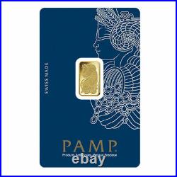 2.50 GRAM PAMP SUISSE 999.9 GOLD LADY FORTUNA BAR IN CARDED ASSAY VERISCAN 2.5g