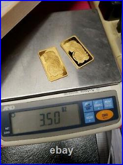 2- 50 grams each Gold Bars PAMP Suisse Fortuna 999.9 Fine (100grams total)