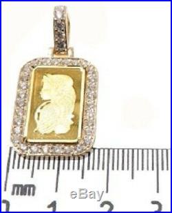 2.50ct Diamonds Pamp Suisse Bar Dog Tag Pendant 14kt Yellow Gold Over