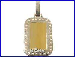 2.50ct Diamonds Pamp Suisse Bar Dog Tag Pendant 14kt Yellow Gold Over