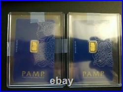 2 Grams Gold Bar PAMP Suisse Fortuna Consecutive serial numbers