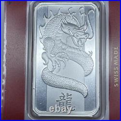2- Pamp Suisse. 999 Silver 2012 Lunar Dragon 1 Oz In Assay Card Consecutive