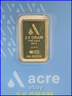 2 Pamp Suisse Acre 2.5 Gram 999.9 Fine Gold Bars Sealed