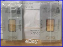 2 x 1/2 oz PAMP Suisse, Lady Fortuna 999.9 Fine Gold Bar, sealed and Certified
