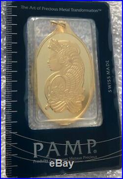 20 Gram Oval Gold Bar with PENDANT PAMP Fortuna