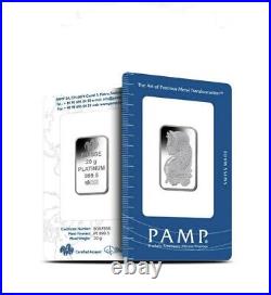 20 Gram PAMP Suisse 999.5 Fine Platinum Bar Sealed in Assay