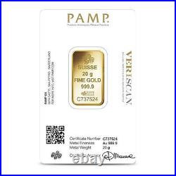 20 Gram PAMP Suisse Fortuna Veriscan Gold Bar (New with Assay)