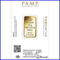 20 Gram PAMP Suisse Fortuna Veriscan Gold Bar (New with Assay)