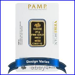 20 Gram Pamp Suisse. 9999 Fine Gold Bar Fortuna Veriscan Secondary Market
