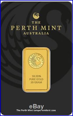 20 gram Perth Mint Gold Bar. 9999 Fine in Assay New design updated in 2018
