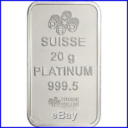 20 gram Platinum Bar PAMP Suisse Fortuna 999.5 Fine in Assay